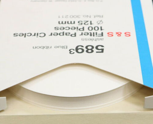Papel de filtro Cuantitativo, Grado 589/3, 125 mm, Banda Azul . S&S Filter Paper