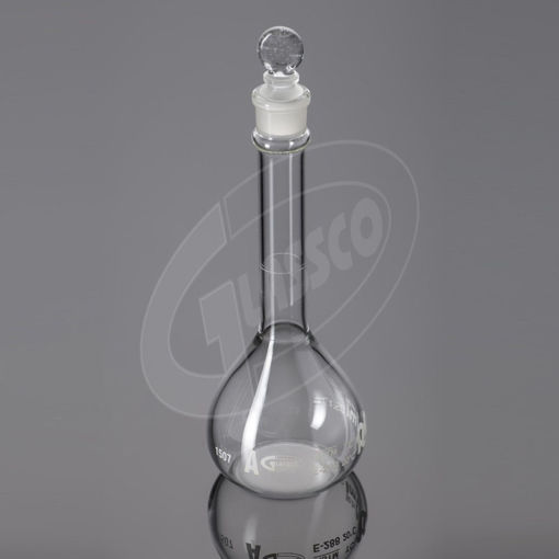 Balón volumétrico, claro, clase A, tapón vidrio, ASTM. Glassco