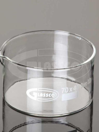 Cristalizador, vidrio, fondo plano con pico. Glassco