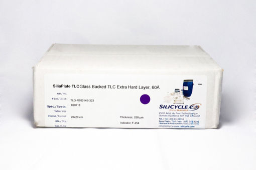 Placas TLC SiliaPlate, respaldo de vidrio, Cja x 25u. Silicycle