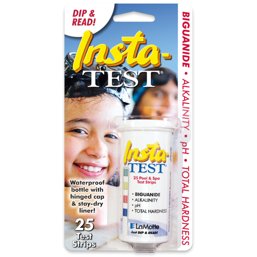 Tiras de prueba de  Biguanida, alcalinidad, pH y dureza tota lnsta-TEST ® Biguanida. LaMotte.