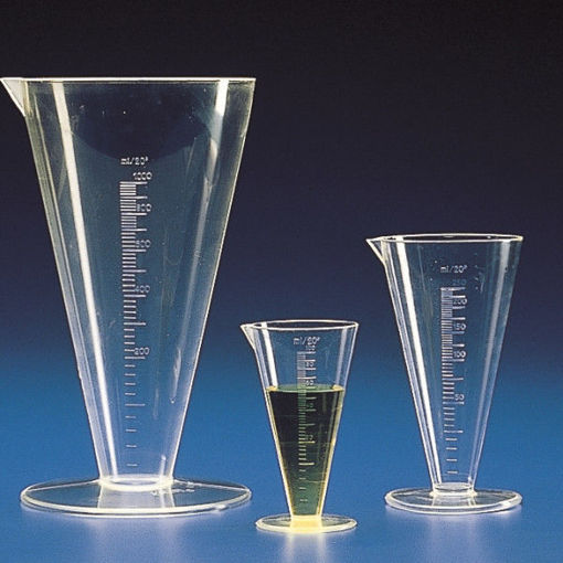 Vasos cónicos graduados en PMP base amplia resistentes hasta 170 oC (gramudio) 250 ml.