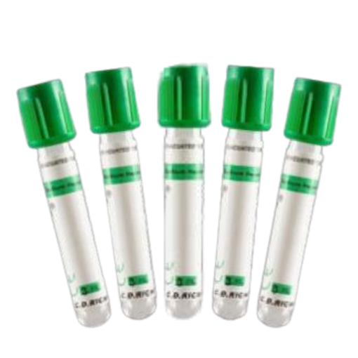 Tubo Tapa Verde Heparina de Litio 4 mL, Gradilla x 100 unds.CDHealth