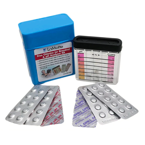 Kit de prueba para análisis de cloro libre (0 a 3 ppm) y pH (6.5 a 8.5), 30 pruebas. LaMotte