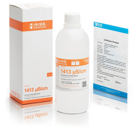 Solución de calibración de conductividad 1413 μS/cm, 500 ml. Hanna