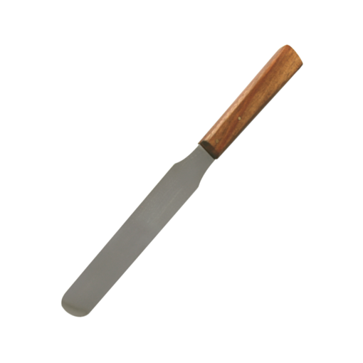 Espátula metálica, mango madera. Brixco