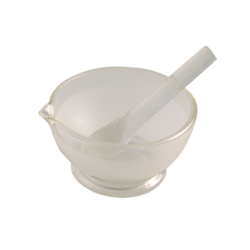 Mortero, vidrio, con pistilo. Brixco