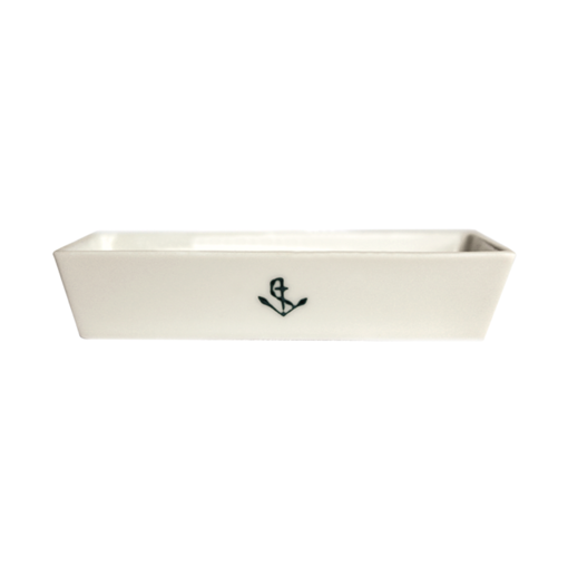 Navecilla, porcelana, rectangular. Ancla