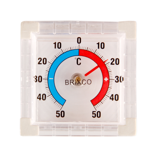 Termómetro refrigerador, adhesivo, cuadrado. Brixco