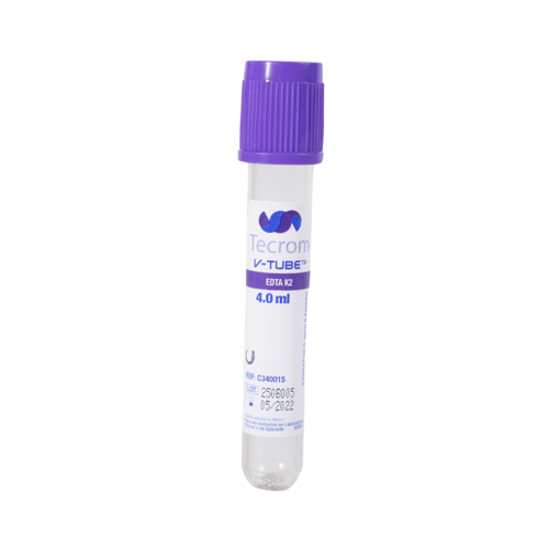 Tubo v-tube™  tapa lila, con EDTA K2 y K3, x 1200 uds. Tecrom