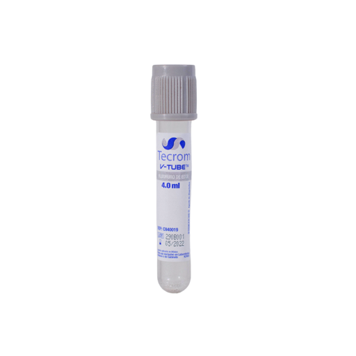 Tubo v-tube™ tapa gris, con fluoruro de sodio y EDTA K3 como aditivo, x 1200 uds. Tecrom