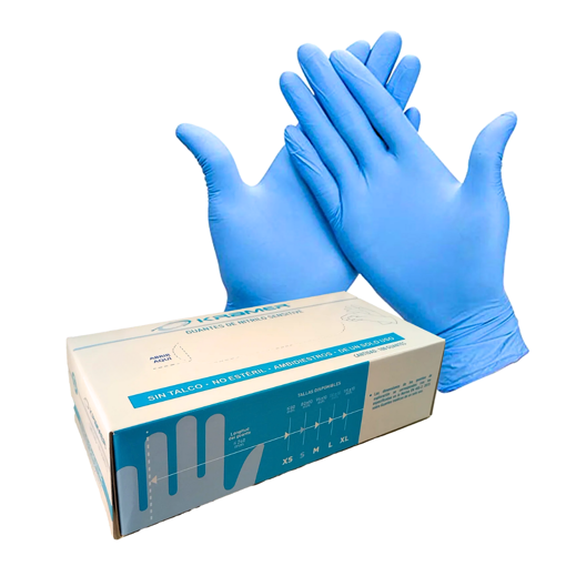 Guante de nitrilo para examen sensitive, no estéril, color azul, caja x 100 uds. kramer