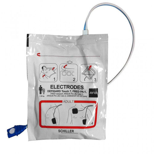 Electrodo parche desechable Adulto para Desfibrilador FRED PA-1. Schiller