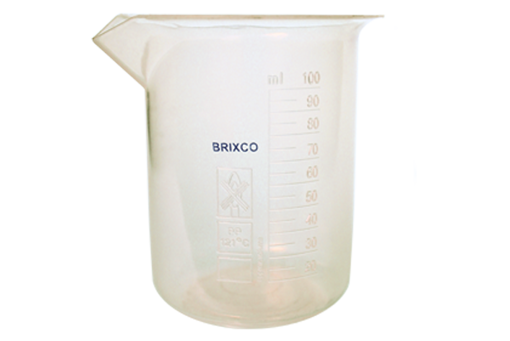 Vaso de precipitado forma baja, plástico, graduado con pico. Brixco