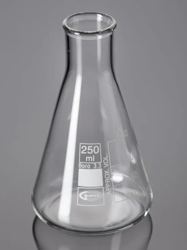 Erlenmeyer, boca angosta, ISO. Glassco