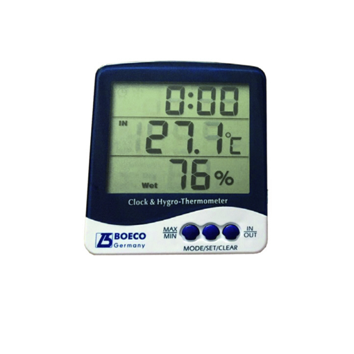 Termohigrómetro, reloj digital. Boeco