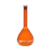 Balón volumétrico, clase A, ambar, tapón PE, certificado x lote. Eisco
