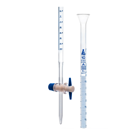 Bureta, clase A, llave PTFE, certificado por lote. Eisco