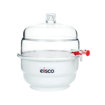 Desecador, tapa PC, base PP, llave de vacío, tapón PTFE, con placa. Eisco