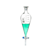 Embudo de separación Squibb, vidrio, tapón de plástico, llave paso PTFE. Eisco