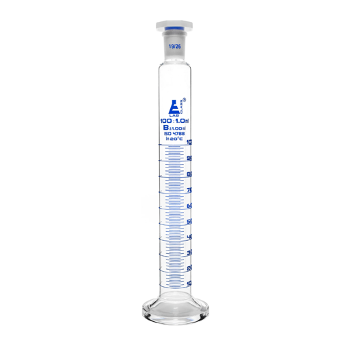 Probeta en vidrio mezcladora, clase B, tapón polipropileno. Eisco