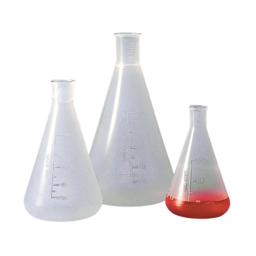 Erlenmeyer, plástico, cónico, graduado. Kartell