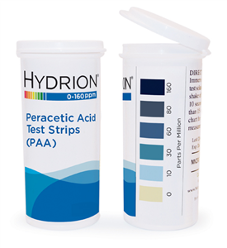 Tira de medición de ácido peracético (PAA), 0 a 160 ppm, 50 tiras. Hydrion