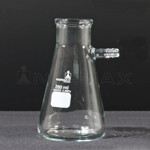 Erlenmeyer, vidrio, con oliva. Normax