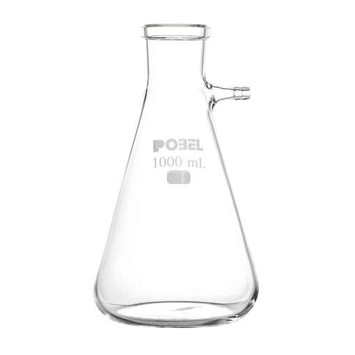 Erlenmeyer para vacío, vidrio, conector vidrio. Pobel
