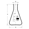 Erlenmeyer de vidrio, cuello angosto. Simax