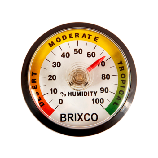 Higrómetro, análogo, HR 0-100%, caja plástica, carátula 2". Brixco