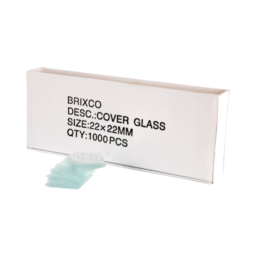 Lamina cubreobjeto, 22 x 22 mm, x 800 uds. Brixco