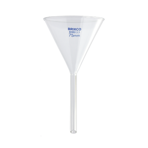 Embudo, borosilicato, vástago corto, x paquete. Brixco
