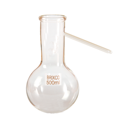 Balón para destilación, vidrio, fondo redondo, x paquete. Brixco