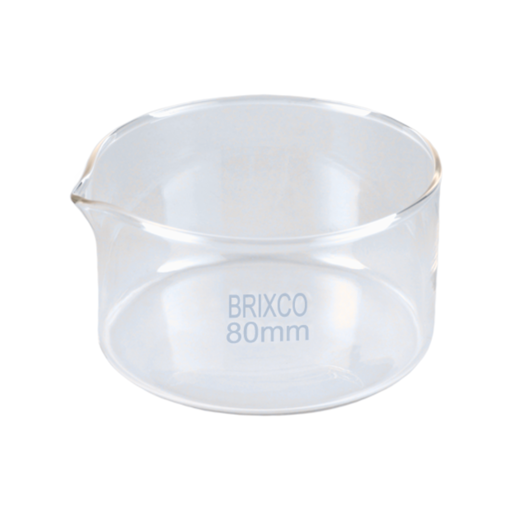 Cristalizador, vidrio, fondo plano con pico, x paquete. Brixco