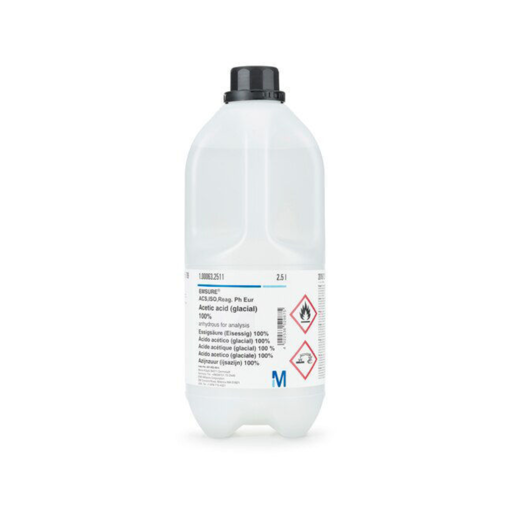 Ácido acético (glacial) 100%, anhidro pa EMSURE® ACS,ISO,Reag. Ph Eur, 2,5 litros. Merck