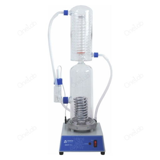 Destilador agua, vidrio, 4 litros/hora. Boeco