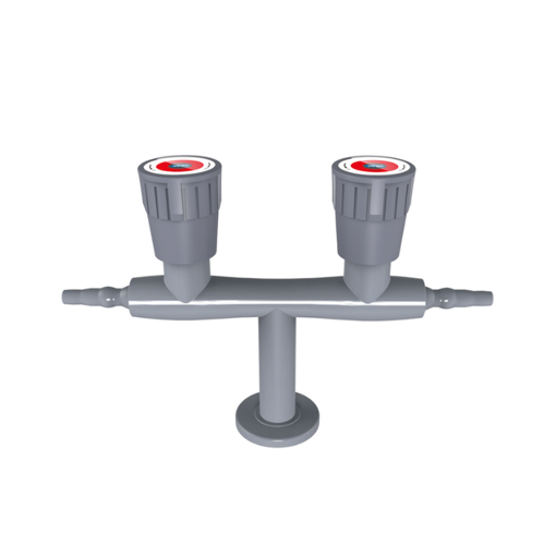 Grifo de laboratorio, doble salida a gas, para mesa, KB5. TOF