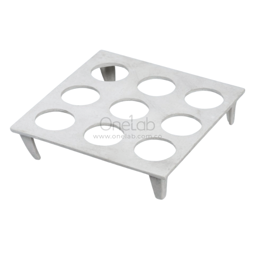 Gradilla, porcelana, para 9 crisoles. Labscient