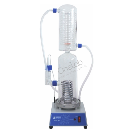 Destilador agua, vidrio, 4 litros/hora. Boeco