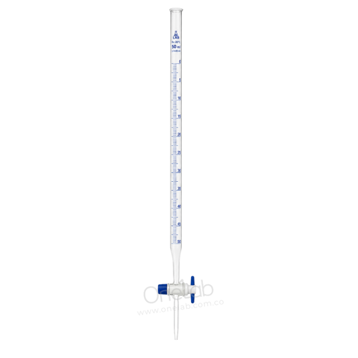 Bureta, vidrio, clase A, con llave recta de teflón. Labscient