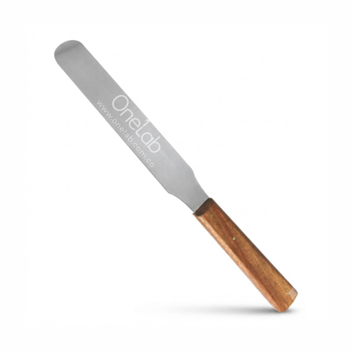 Espátula, acero inoxidable, mango en madera. Labscient