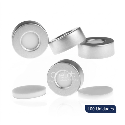 Tapa para vial crimpar para headspace, aluminio, 20 mm, x 100 uds. Labscient