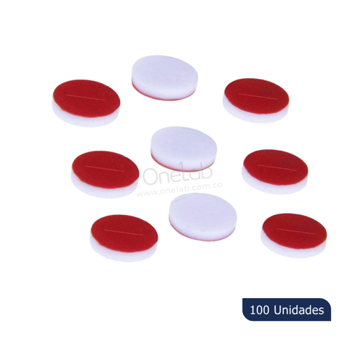 Septa 9-425, PTFE, 9 mm, rojo, ranurado, x 100 uds. Labscient