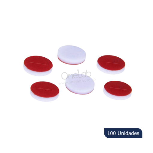 Septa 8-425, 8 mm, PTFE/rojo, silicona blanca, x 100 uds. Labscient