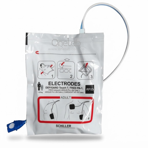 Electrodo parche desechable adulto, para Desfibrilador FRED PA-1. Schiller