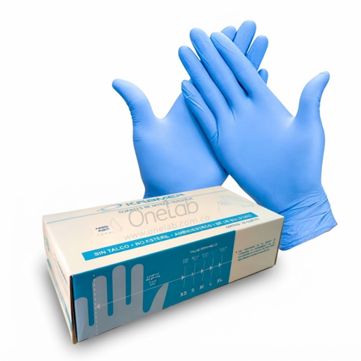 Guantes de nitrilo para examen sensitive, no estéril, color azul, caja x 100 uds. kramer