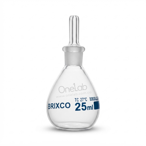 Picnómetro, vidrio borosilicato, sin termómetro. Brixco