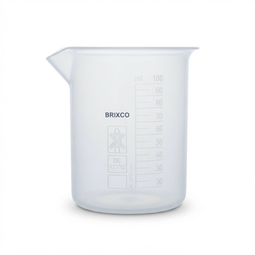Vaso de precipitado forma baja, plástico, graduado con pico, x paquete. Brixco