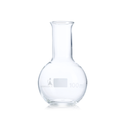 Balón, vidrio, fondo plano, 250 ml, x 5 uds. Normax